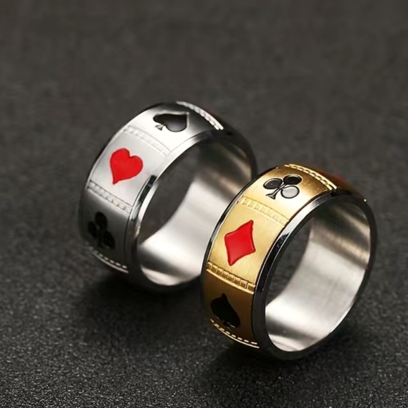 COPY - 8mm spinner playing card stainless steel  spinner ring size 6 to 12 avai… - Picture 3 of 4